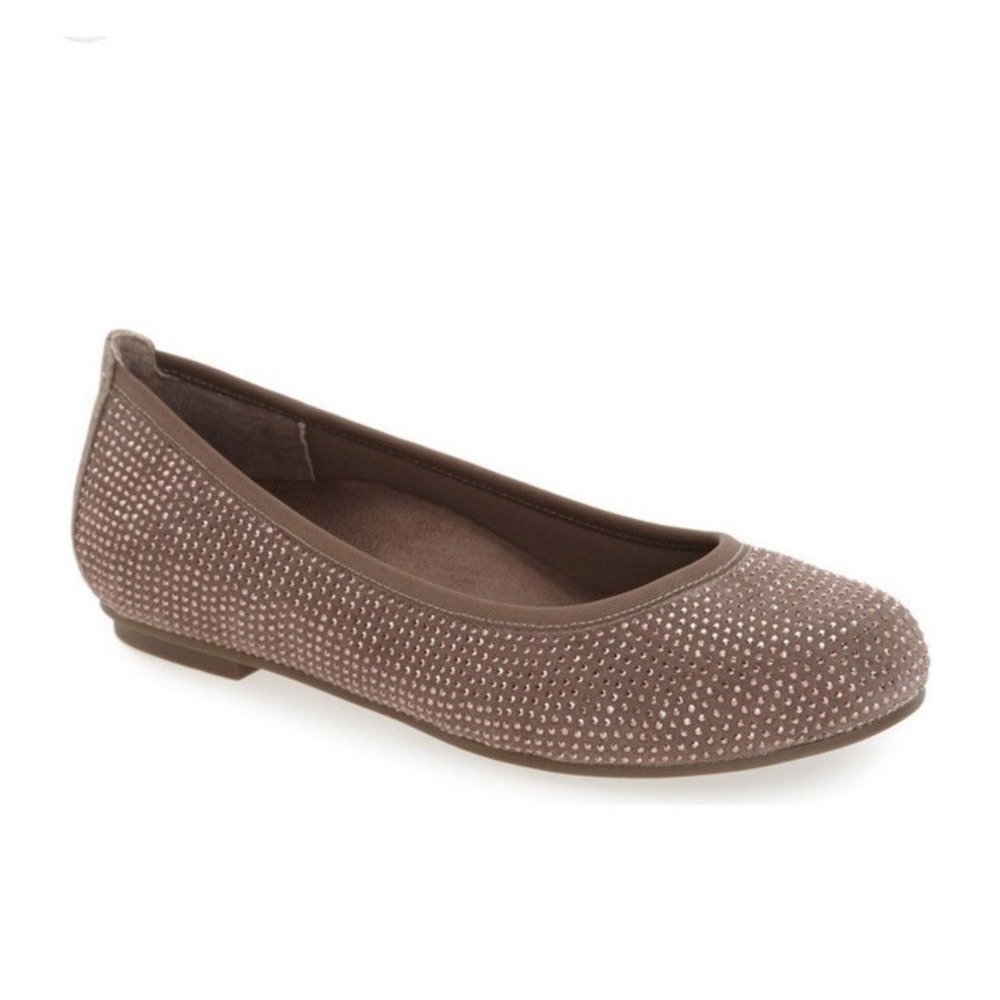 Vionic Spark 359 Willow Taupe Women's Sz 6.5 37.5 Ballet Flat Bronze Studs Shoes